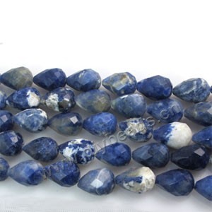 Bead, sodalite (natural), 15x12mm faceted teardrop. Sold per 16-inch strand.