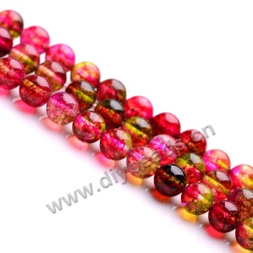 Bead,quartz (synthetic),crackle,colorful,8mm round. Sold per pkg 5 strands