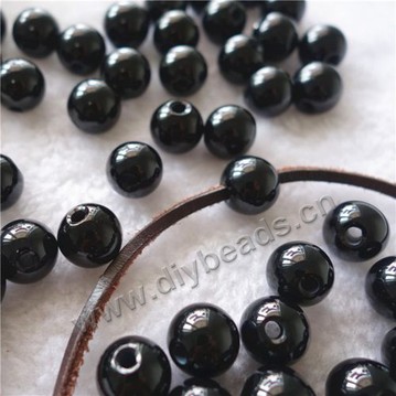 Bead,agate,black,8mm round, 3mm hole,Sold per 50pcs.