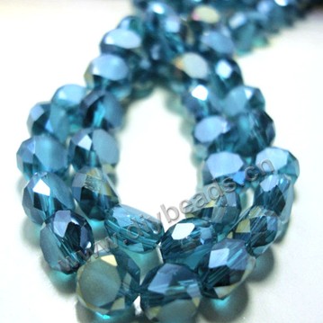 bead, glass, AB colour, Malachite Green, 8*8mm faceted roud, sold per pkg 10 strands.