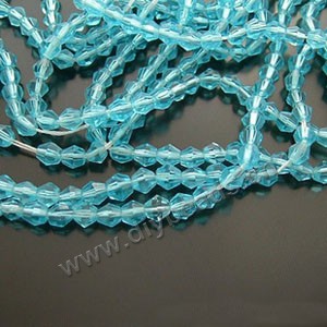 bead,glass,blue opal,4mm hand-faceted bicone,approximately 80ps/strand.