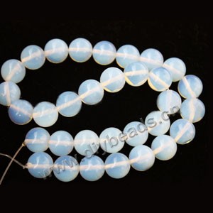 Bead, opal (imitation), white, 12mm round. Sold per 16-inch strand.