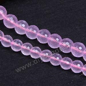 Bead, rose quartz (natural), 6mm 128faceted round, B grade, Mohs hardness 7. Sold per 15-inch strand