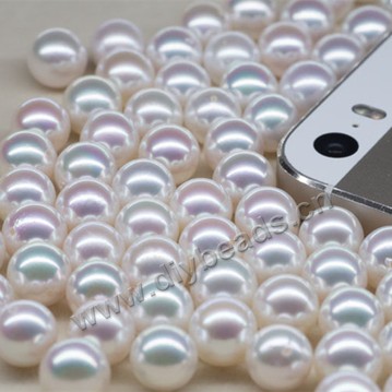 Pearl, akoya saltwater(natural), white, 8-8.5mm round,loose beads, Sold per package of 1pcs