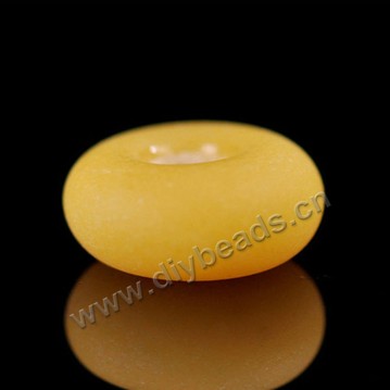 beads,glass,frosted large hole beads Chicken oil yellow, 8x4mm. Sold per pkg of 100ps
