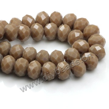Bead, glass, coffee, 6*8mm faceted rondelle, sold per pkg 5 strands-(72ps/strand).