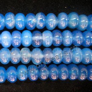 Bead, blue chalcedony (dyed), 10x6mm rondelle, Mohs hardness 7. Sold per 16-inch strand