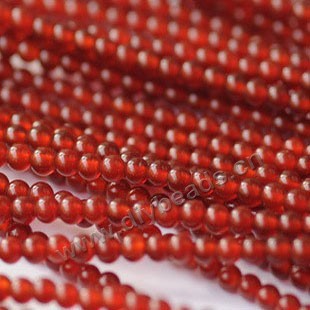 Bead, red agate (dyed/heated), 3mm round. Sold per(5) 15-inch strand.