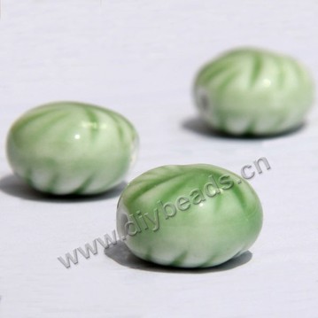 Bead, porcelain, green, 20*13mm teardrop. Sold per pkg of 20piece. 