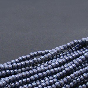 Bead, glass pearl,grey, 4mm round. Sold per pkg of two 16-inch strands.