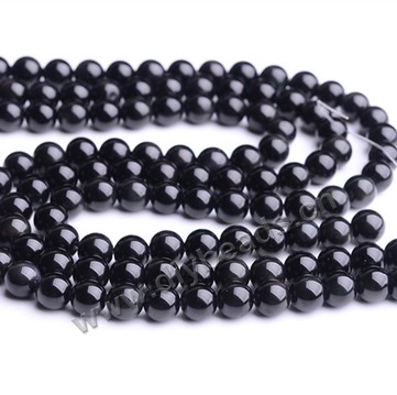 Bead, black obsidian (natural), 8mm round, A grade. Sold per 16-inch strand