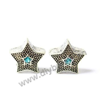 12mm European Murano alloy star shape big hole spacer beads for making bracelets