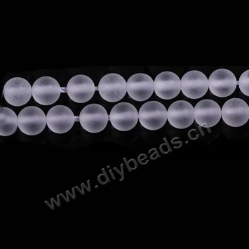 Bead,clear quartz crystal (natural), 8mm matte round. Sold per 16-inch strand