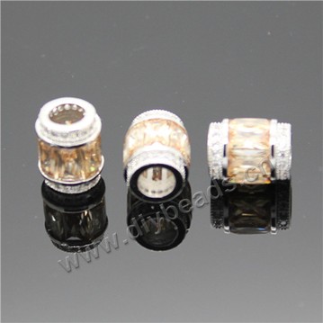 beads,big-hole beads,silver plated copper with cz stone, 11x9mm barrel shape. Sold per pkg of 5pcs