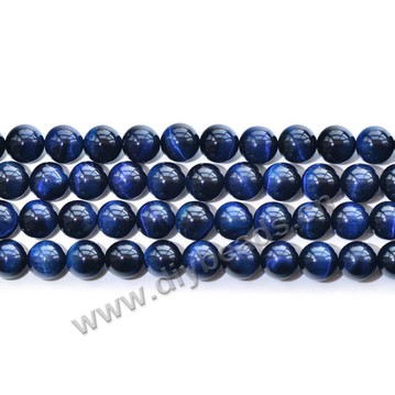 Bead, blue tigereye beads (dyed), 8mm round loose beads. Sold per 16-inch strand