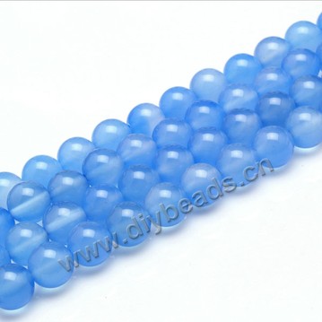 Bead,agate,blue,smooth 8mm round, Sold per one strand.