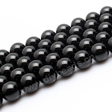 Bead,agate,black color,smooth 8mm round, Sold per one strand.