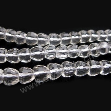 Bead,clear quartz crystal (natural), 8mm faceted apple . Sold per 16-inch strand
