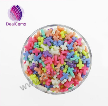 Colorful Acrylic Beads Bulk Plastic Cross Beads for DIY jewelry Bracelet Necklace Child Toys