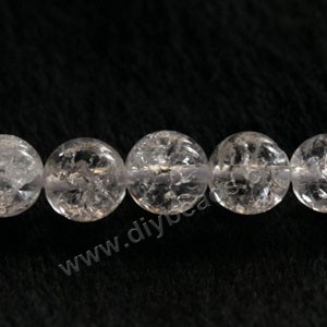 Bead, ice flake quartz (heated), 14mm round. Sold per 15-inch strand
