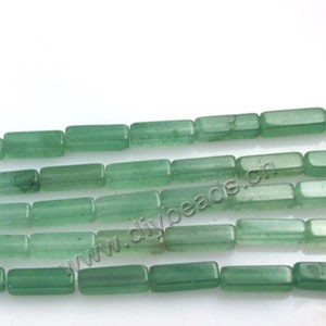 Bead, green aventurine (natural), 4x14mm square tube, Mohs hardness 7. Sold per 16-inch strand