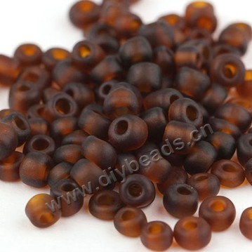seed bead,glass,frosted brown,#11 round,sold per pkg of 450g