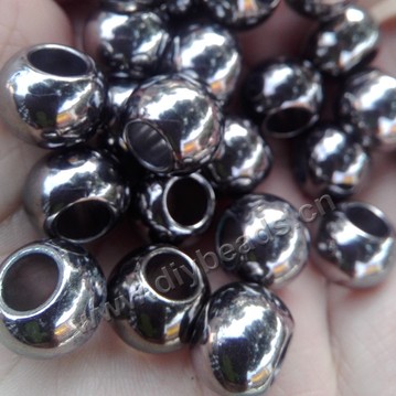 Beads,acrylic big hole  beads , black color, 12 mm . Sold per pkg of 1000 pcs 