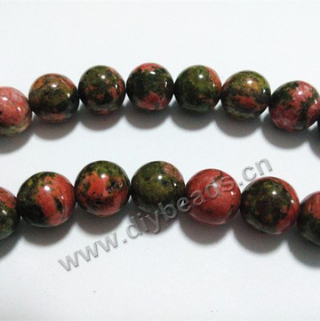 Bead, unakite (natural), 8mm round. Sold per 16-inch strand.