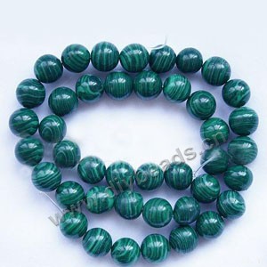 Bead, malachite (imitation), green, 10mm round. Sold per 15-inch strand.