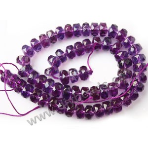 Bead, amethyst (imitation), 9x6mm  faceted heishi. Sold per 14.5-inch strand,approximately  60ps.