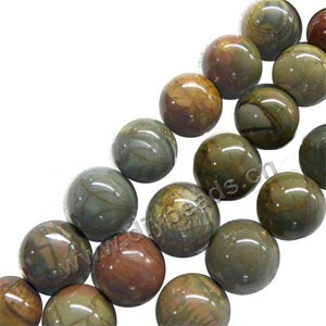 Bead, Picasso jasper (natural), 20mm round. Sold per 16-inch strand.