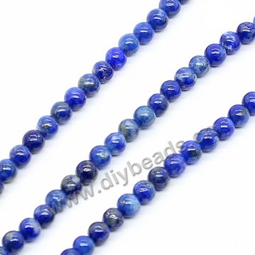 Bead, lapis lazuli (nautral), 2mm smooth round, blue. Sold per pkg of 1 bag -(3 strands)