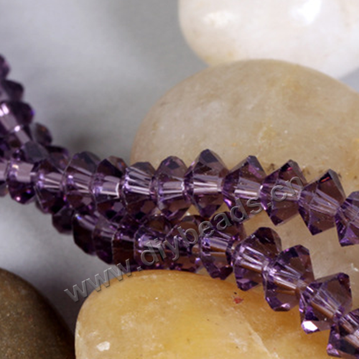 beads,AAA grade glass,4*6mm bicone, purple color, sold per package of 1 stand