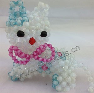 3ps/lot handmade beading cat white/turquoise blue/pink acylic beads ,cute gift ,15cm height,factory price.