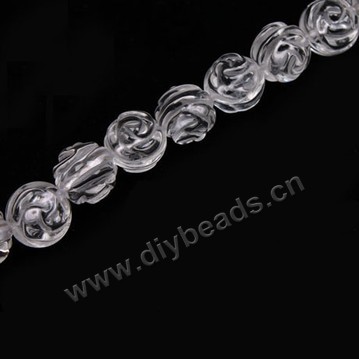 Bead,clear quartz crystal (natural), 12mm carved double side flower. Sold per 15-inch strand