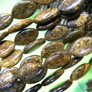 Bead, bronzite (natural), 18x10mm marquise. Sold per 16-inch strand.
