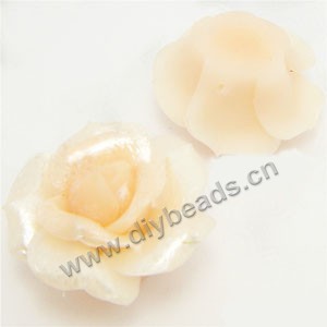 Bead, polymer clay, Apricot,pearl luster, 20mm rose. Sold per pkg of 12.
