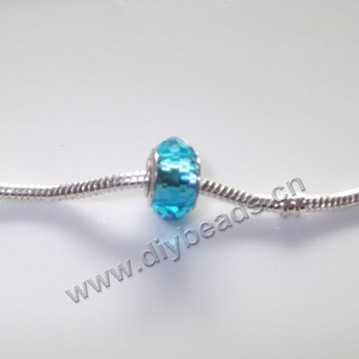 beads,glass, large hole beads lake blue, 14x8.5mm. Sold per pkg of 20ps