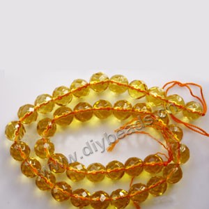 Bead, citrine (SYN), 10mm 64-faceted round, A grade. Sold per 14-inch strand, approximately 36 beads . 