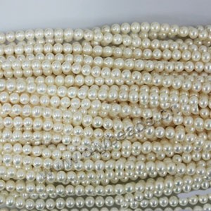 Pearl, cultured freshwater (natural), white/peach/mauve, 6-7mm nearly round, B+ grade. Sold per pkg of (3)16-inch strands.