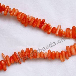 Bead, orange coral (imitation), small chip. Sold per 15-inch strand.