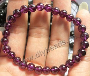 Gemstone stretch bracelet ,7mm natural purplish red garnet round beads bracelet,high quality,women bracelet ,sold invidually