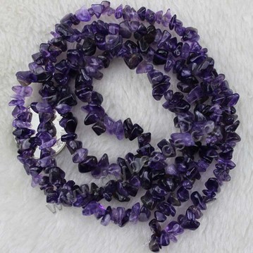 Bead, nature amethyst chip, 90cm length. Sold per 5 strand