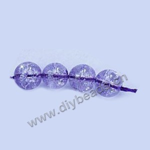 Bead, ice flake quartz (heated/dyed), purple, 14mm round. Sold per 16-inch strand