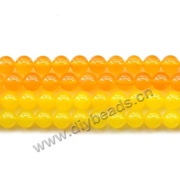 Bead,natural agate,yellow,smooth 6mm round,Sold per one strand.