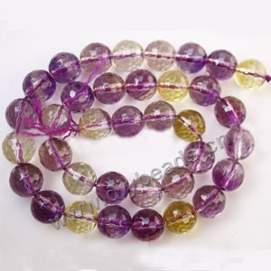 Bead, ametrine (imitation), 10mm  128-faceted round,approximately  36ps.