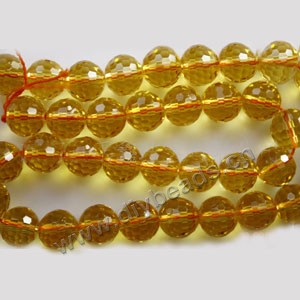 Bead, citrine (SYN),12mm 128-faceted round, A grade. Sold per 14-inch strand,approximately  31 beads . 