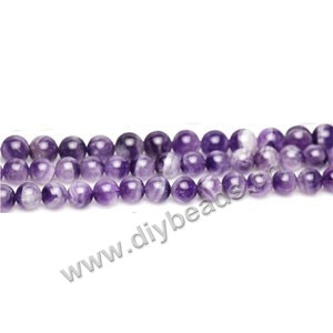 Bead, flower amethyst (natural), 8mm round. Sold per 15-inch(38cm) strand
