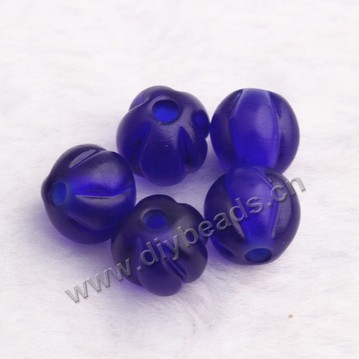 Bead, lampworked glass, pumpkin, frosted, dark blue, 8mm. Sold per pkg 1 bag-100 pieces. 