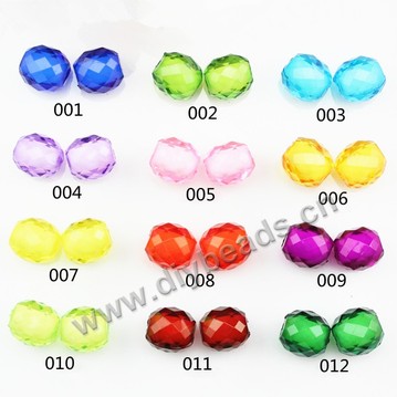 Bead, acrylic, 12 kinds of color for opation, 12mm faceted oval. Sold per 500-gram pkg.